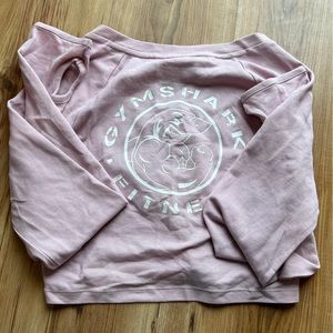 Gymshark Cotton Legacy Fitness Long Sleeve Crop Top in Pink